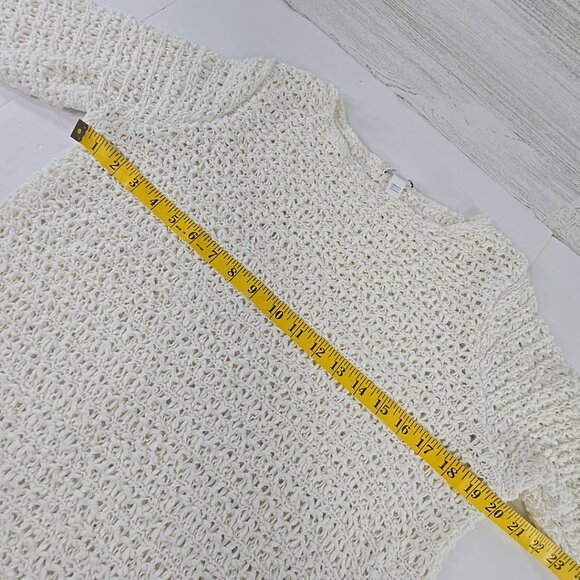 J JILL WHITE OPEN KNIT SIDE BUTTON SWEATER WOMEN'S SIZE MEDIUM 3/4 SLEEVE *EUC*. - Picture 13 of 16